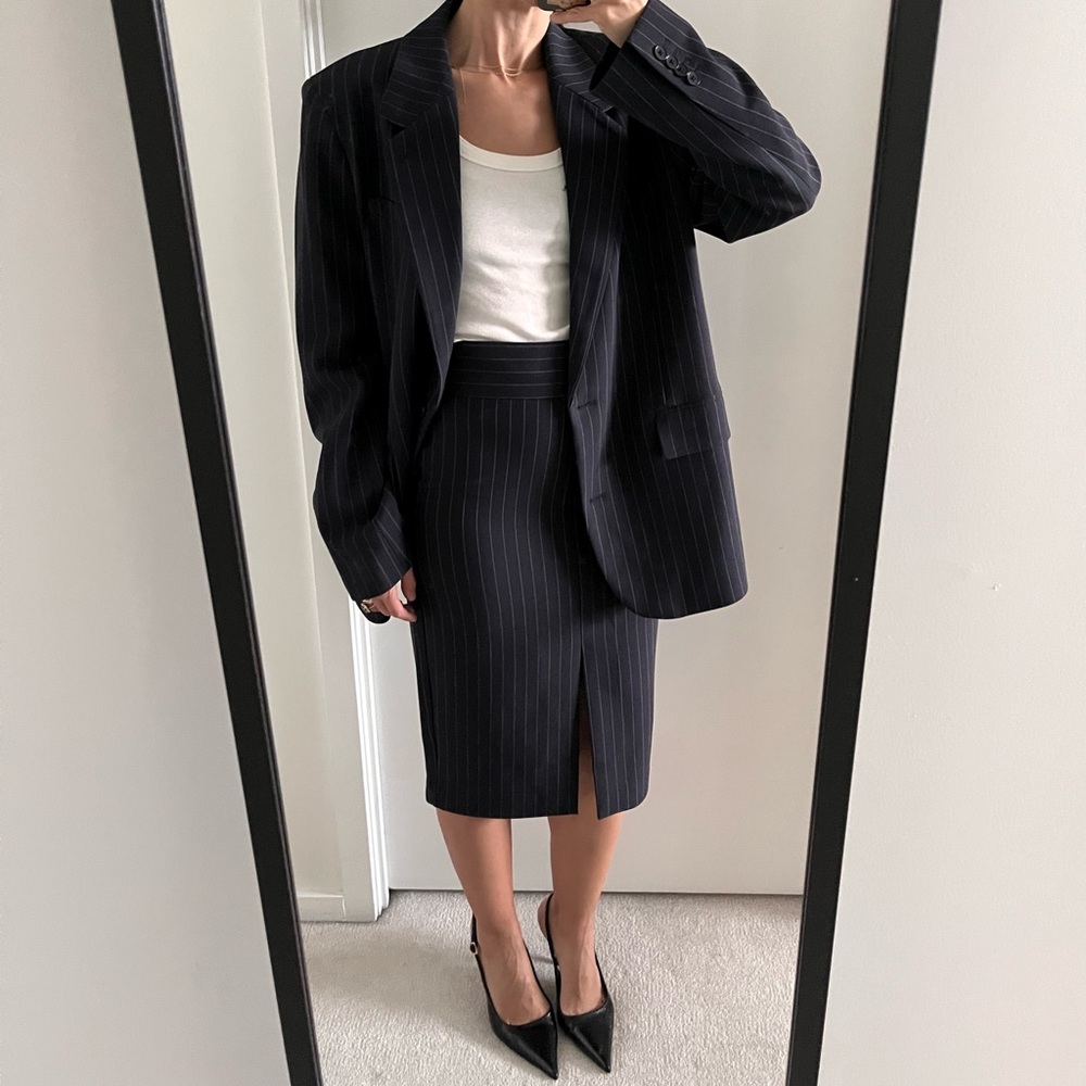 Babaton Pegu Pinstripe pencil skirt